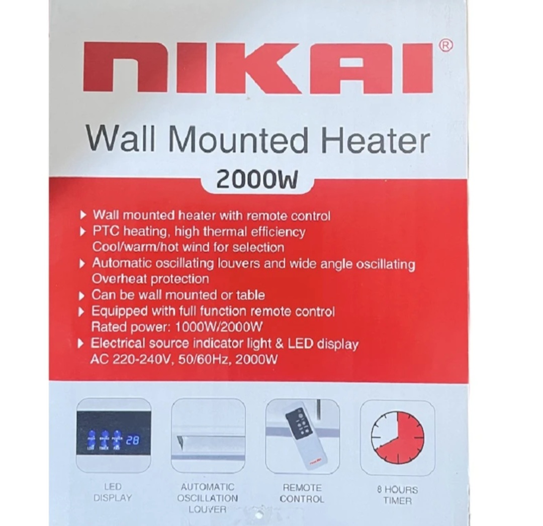 بخاری برقی دیواری نیکای مدل NWEH2120A